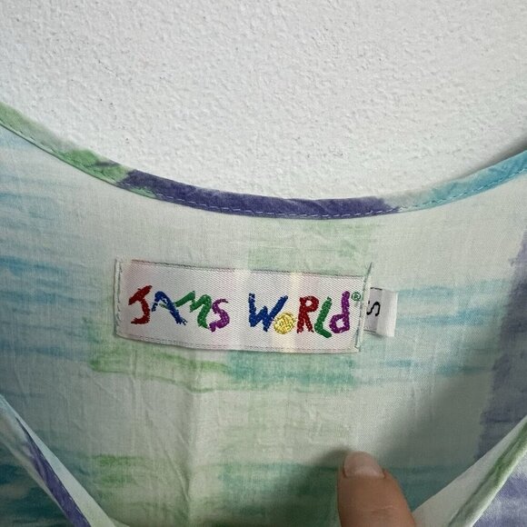 Jams World Blue Check Maxi Midi Summer Dress Womens Multicolor Sz S - Picture 7 of 12